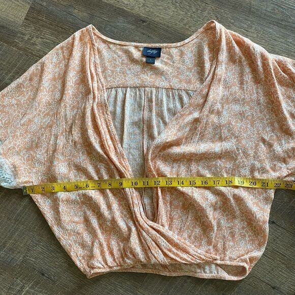 Daytrip Surplice Top Peach Floral Boho Lace Cream Small - Picture 10 of 11